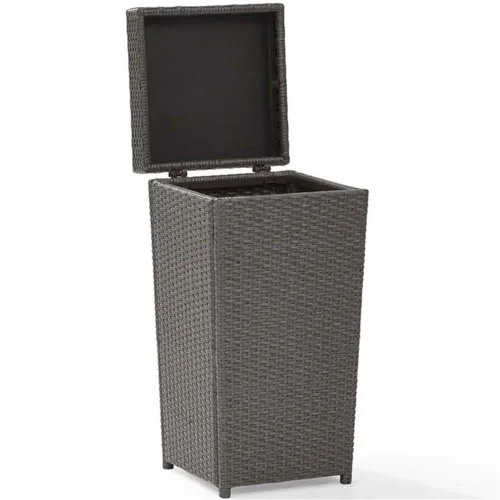 Miniatura 4 de Pemberly Row Cubo de basura de mimbre para patio en gris desgastado Gris envejecido