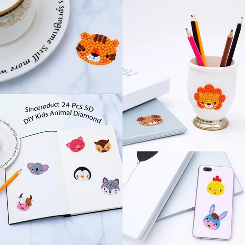 Miniatura 2 de sinceroduct Kits de calcomanías de diamantes de animales 5D DIY para niños y niñas principiantes