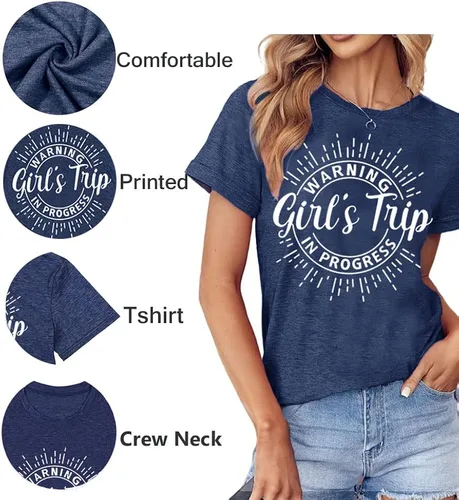 Miniatura 3 de Women Vacation Tank Tops Summer Warning Girls Trip in Progress Shirts Letter Printed Graphic Sleeveless Tee
