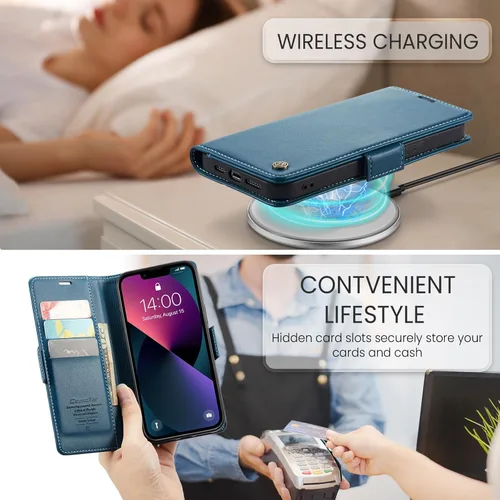 Miniatura 4 de Funda para iPhone 13, Funda Cartera de Cuero PU Premium con Tapa Plegable con [Bloqueo RFID][Portador de Tarjetas][Función de Soporte] Protección