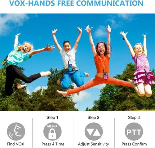 Miniatura 5 de Wishouse Walkie Talkies recargables para niños, paquete de 4 con 2 cargadores USB, radios bidireccionales de largo alcance para adultos y familia