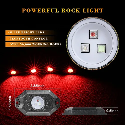 Miniatura 4 de Kits de luces LED RGB con control Bluetooth, impermeables, multicolor, luces LED de neón subterráneo, luces para camión, SUV, ATV, UTV, barco
