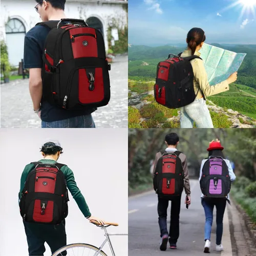 Miniatura 6 de SHRRADOO Mochila de viaje extragrande para laptop de 50L con puerto de carga USB, mochila para universidad y escuela secundaria, bolsa de trabajo
