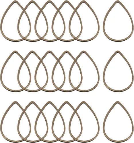 MECCANIXITY Enlace de aro con cuentas de lágrima, bisel abierto para hacer joyas de aretes bronce