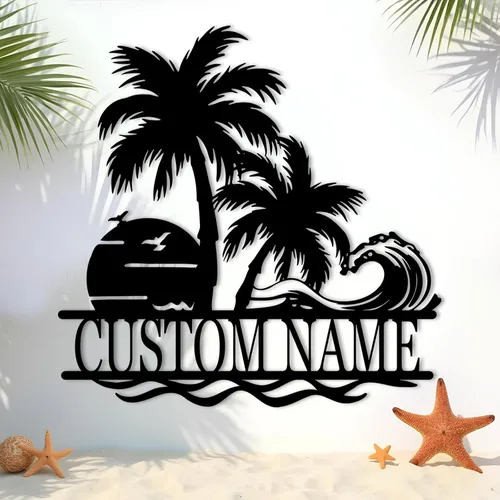 Miniatura 11 de Letreros de faro de metal personalizados Arte de pared de cabina al aire libre personalizado para playa costera Letrero de apellido Regalo