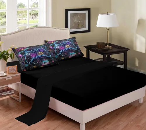 Miniatura 2 de NINENINE Juego de ropa de cama de 5 piezas, juego de ropa de cama de tamaño individual para niños, juegos de edredón individual para niños con 1