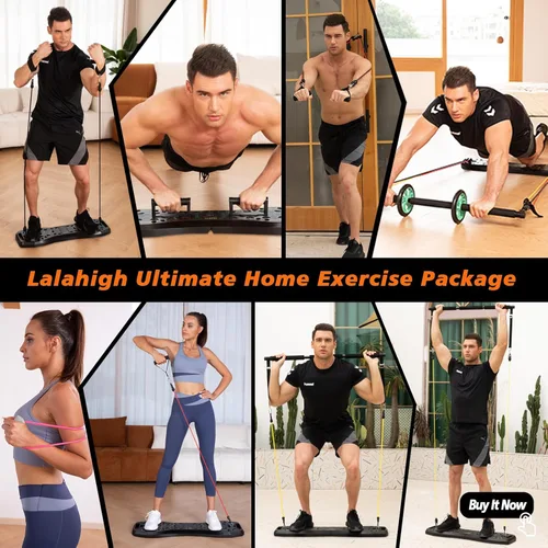 Miniatura 9 de LALAHIGH Push Up Board,36 in 1 Home Gym Equipment with Ab Roller Wheel & Resistance Bands, Portable Foldable Workout Board for Full Body Strength