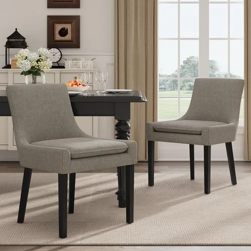 Miniatura 26 de MALOL Juego de 2 sillas de comedor tapizadas en corduroy con patas de madera, sillas de cocina laterales acolchadas de respaldo medio para comedor