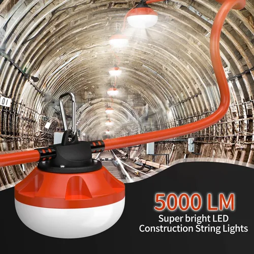Miniatura 2 de Tira de luces LED de construcción de 200 pies, iluminación temporal, 20000 lúmenes, luces de trabajo temporales para construcción al aire libre