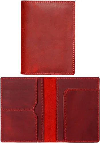 Miniatura 13 de HIFA Funda de cuero para pasaporte, funda para pasaporte hecha a mano con ranura para tarjetas y boletos, piel auténtica, diseño elegante, fácil
