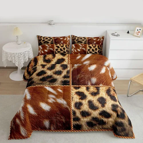 Miniatura 39 de Juego de ropa de cama de oso para niños y adolescentes, juego de edredón de animales salvajes para niños, adolescentes, naturaleza, vida silvestre