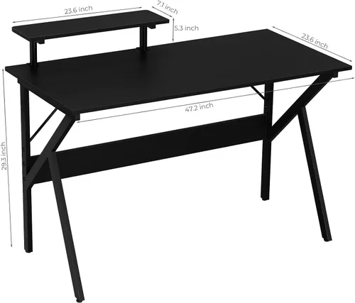 Miniatura 3 de GreenForest Escritorio de oficina en casa con estante para monitor, escritorio de juegos para computadora, mesa de estudio de escritura de 47