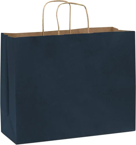 Miniatura 7 de Prime Line Packaging Bolsas de regalo de papel, bolsas de papel kraft azul marino con asas, bolsas de compras para pequeñas empresas, uso minorista