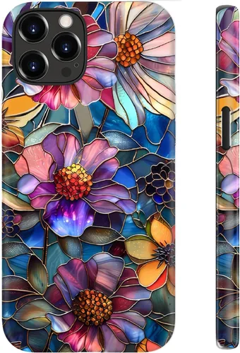 Miniatura 40 de Funda para iPhone 12 Mini, compatible con carga inalámbrica, protección de doble capa con elegante diseño de flores silvestres, silicona suave +
