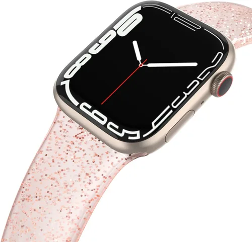 Miniatura 10 de EDIMENS Correa deportiva compatible con correas de Apple Watch de 1.61, 1.49, 1.57 y 1.57 pulgadas, correa de repuesto pequeña de silicona brillante