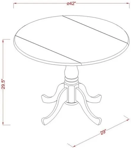 Miniatura 5 de East West Furniture DMGR3-LWH-W - Juego de comedor de 3 piezas que contiene una mesa de comedor redonda con gotas y 2 sillas de cocina, 42 x 42