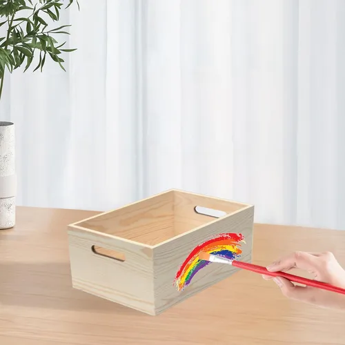 Miniatura 6 de Paquete de 6 cajas de madera sin terminar, 5 tamaños, asas naturales, cajas de madera, organizador de almacenamiento, caja de manualidades, caja