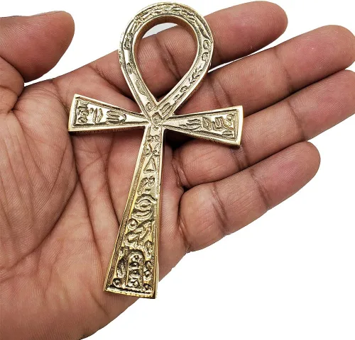 Miniatura 3 de New Age Imports, Inc. Ankh de latón macizo de 4 pulgadas, perfecto para altar, decoración de pared, regalos, necesidades rituales Latón Ankh 4