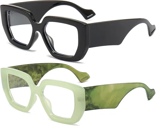 Miniatura 26 de AIEYEZO Gafas de luz azul con marco grueso para hombres y mujeres, gafas cuadradas de moda para computadora, antifatiga ocular y previenen el dolor