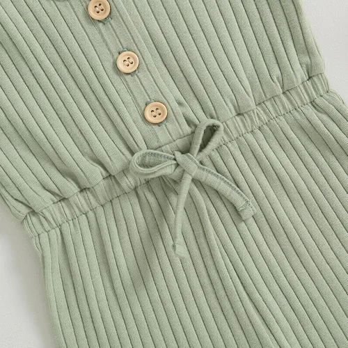Miniatura 90 de Traje de verano para niña pequeña, de manga corta, acanalado, overol liso, pantalones cortos, ropa para recién nacidos
