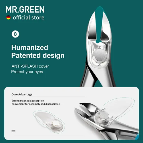 Miniatura 4 de MR.GREEN Cortaúñas para uñas de los pies, antisalpicaduras, profesionales, encarnadas, gruesas, duras, herramientas de pedicura, juegos de manicura