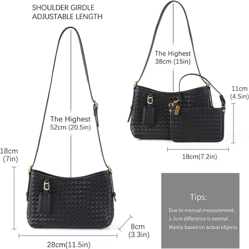 Miniatura 5 de Woven Handbag for Women, Woven Crossbody Bags for Women, Designer Ladies Hobo Bag Bucket Purse Faux Leather