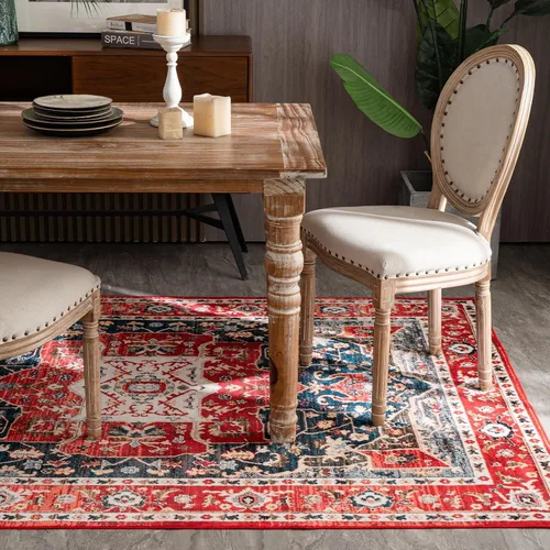 Miniatura 356 de Syalife 4x6 Alfombra Lavable para Área, Ultra Suave Antideslizante, Pila Baja, Alfombra Vintage Resistente a Manchas para Sala de Estar, Alfombra