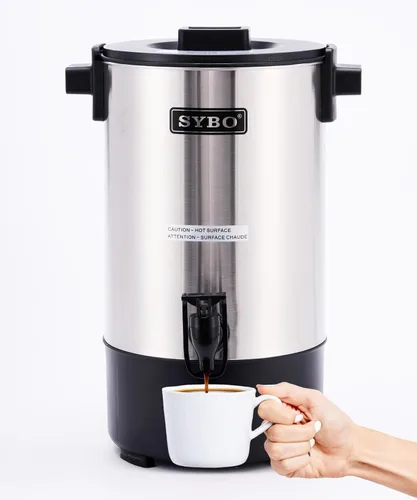 Miniatura 11 de SYBO Urna de café de 45 tazas, cafetera de percolado de acero inoxidable de grado comercial, filtro extraíble, fácil de limpiar, urna de agua