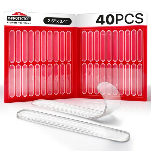 X-Protector Tiras Amortiguadoras para Puertas de Gabinete - 40 PIEZAS - Silenciador de Puerta Transparente - Amortiguadores Premium para Puertas de