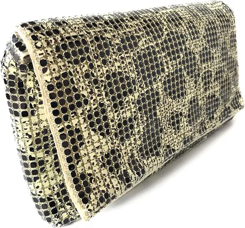 Bolso suave de malla metálica vintage para mujer con correa corta para el hombro