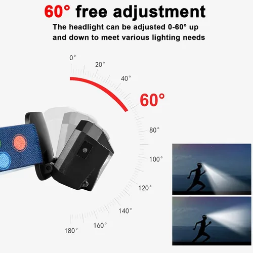 Miniatura 3 de Linterna frontal recargable, 1100 lúmenes, linterna LED brillante ultraligera con luz blanca y roja, paquete de 3 linternas de cabeza con sensor