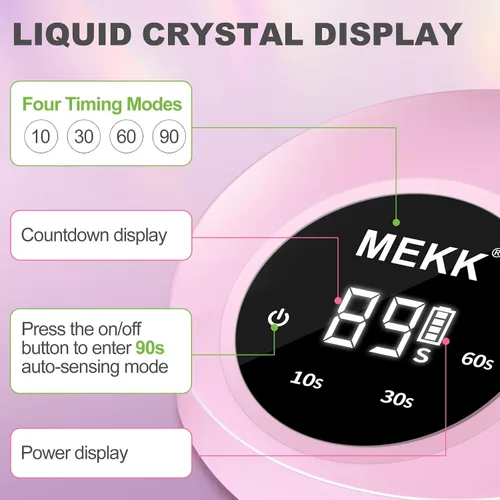 Miniatura 4 de MEKK - Lámpara de uñas de curación flash, 30 W, luz UV pequeña inalámbrica para uñas de gel Gooseneck, Auto Sensor, 4 Timers (10/30/60/90s)