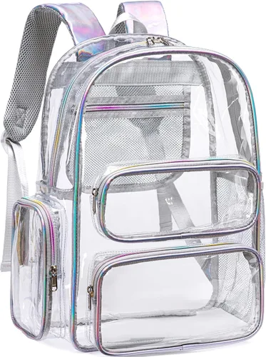 Miniatura 17 de CAMTOP Mochila transparente resistente y transparente para estudiantes, escuela, trabajo, festival, viajes, deportes, Beige, Mediana, Camtop Mochila
