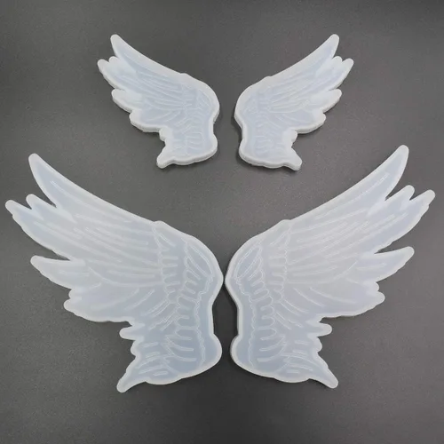 2 pares de moldes de alas de ángel, alas izquierda y derecha, moldes de silicona de fundición de resina epoxi, 1 par grande de 3.5 x 1.8 pulgadas y