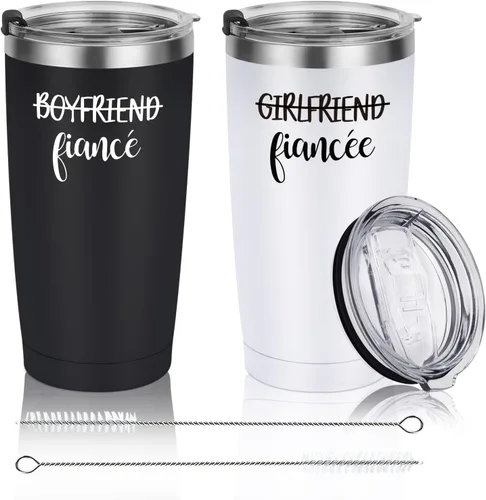 Regalos de compromiso para parejas, juego de vasos de viaje para novio y novia, ideas de aniversario de compromiso para parejas, prometidos,