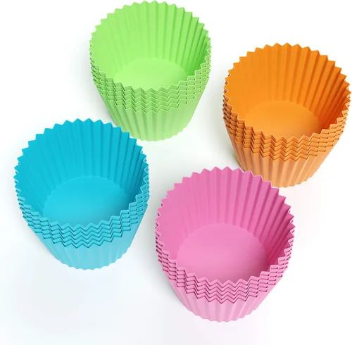 Miniatura 3 de Bakerpan Mini soportes de silicona para cupcakes, mini forros para cupcakes, tazas de pastelería y postre, paquete de 24 (multicolor)