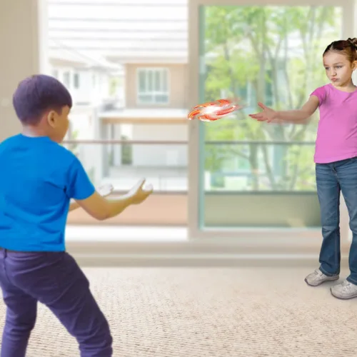 Miniatura 4 de ArtCreativity Juego de estrellas ninja voladoras iluminadas, 2 estrellas lanzadoras de goma con baterías, juguetes interactivos para niños ninja
