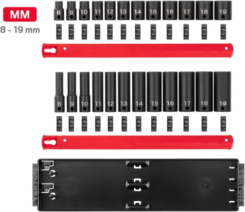 Miniatura 2 de TEKTON - Juego de llaves de impacto de 12 puntas con raíles de 3/8 pulgadas, 24 piezas (8-19 mm) SID91213