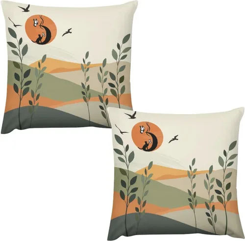 Miniatura 15 de Juego de 2 fundas de almohada florales retro de los años 70, Groovy Funky Hippie Flor Naranja Estética Boho Fundas de Almohada de 16 x 16 pulgadas