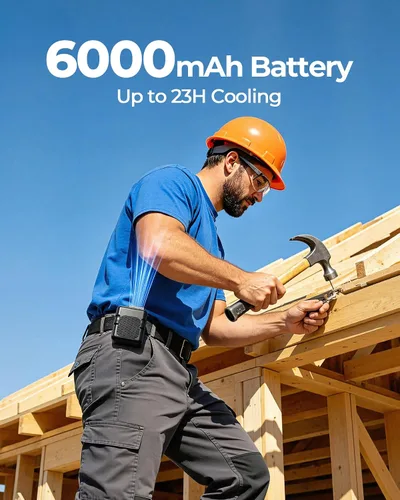 Miniatura 2 de SLENPET Ventilador portátil con clip de cintura, ventilador de collar con batería de 6000 mAh, 23 horas de tiempo de trabajo, 3 velocidades, 5100