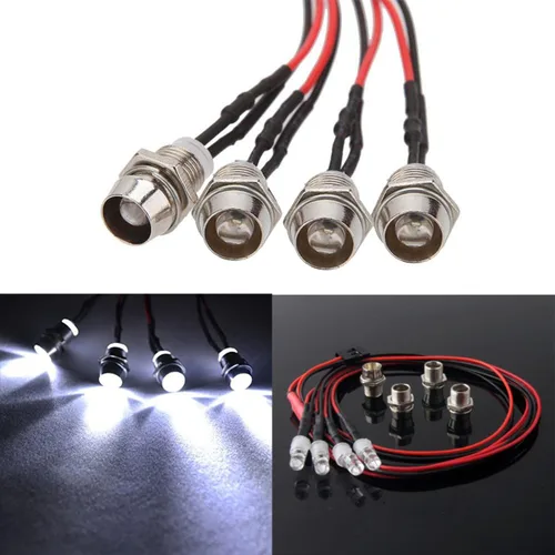 Miniatura 2 de ShareGoo - Kit de faros delanteros LED de 4 LED, accesorios compatibles con Traxxas HSP Tamiya Redcat RC4WD Axial SCX10 1/10 1/12 RC Car Truck Tank