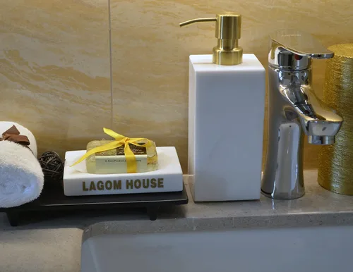 Miniatura 7 de LAGOM HOUSE Dispensador de jabón de mármol, dispensador de jabón líquido de manos de mármol italiano blanco de piedra natural italiana, botella