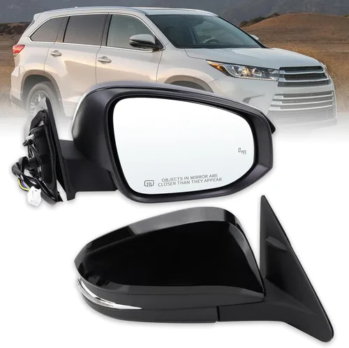 Miniatura 7 de Espejo lateral derecho del pasajero compatible con Toyota Highlander 2014-2019 con vidrio eléctrico, calefaccionado, señal de giro y plegado manual