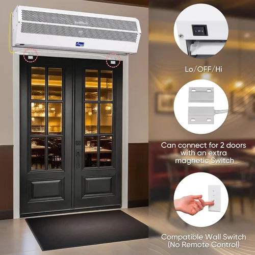 Miniatura 3 de Awoco Cortina de Aire Comercial Interior Super Power de 36", 2 Velocidades, 1200CFM, Certificada UL, 120V Sin Calefacción - Interruptor Magnético