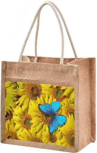 Miniatura 29 de CaTaKu Divertida bolsa de yute con asas y cremallera para gatos, bolsa de arpillera reutilizable con bolsillo frontal de lona, regalo para bodas, 12