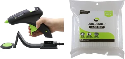 Miniatura 9 de Pistola de pegamento caliente sin cable Surebonder, alta temperatura, tamaño completo, 60W, 50% más potencia y barras de pegamento caliente Adtech