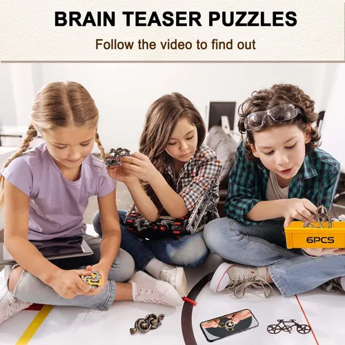 Miniatura 4 de 6 piezas de rompecabezas de metal, rompecabezas lógicos de metal para niños y adultos, juguete de cerradura, rompecabezas de regalo para adultos