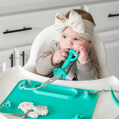 Miniatura 7 de Busy Baby Cuchara de dentición - Mordedor 2 en 1 y cuchara de entrenamiento para autoalimentación, apta para lavavajillas, sin BPA, silicona