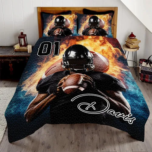 Miniatura 14 de Juego de cama de fútbol para niños, juego de edredón personalizado con nombre y número, edredón deportivo tamaño matrimonial, edredón con estampado