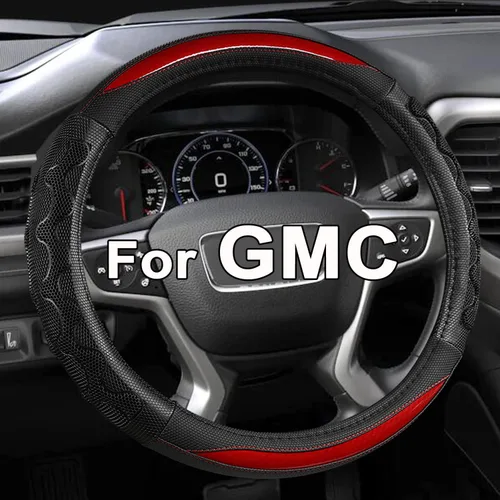 Cubierta de Volante GIANT PANDA para GMC Sierra Acadia Terrain Yukon (3D Panal de Miel-Rojo-Tamaño Estándar)